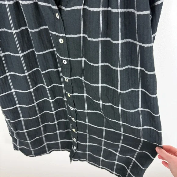 Madewell Collarless Shirtdress In Windowpane - Picture 6 of 7